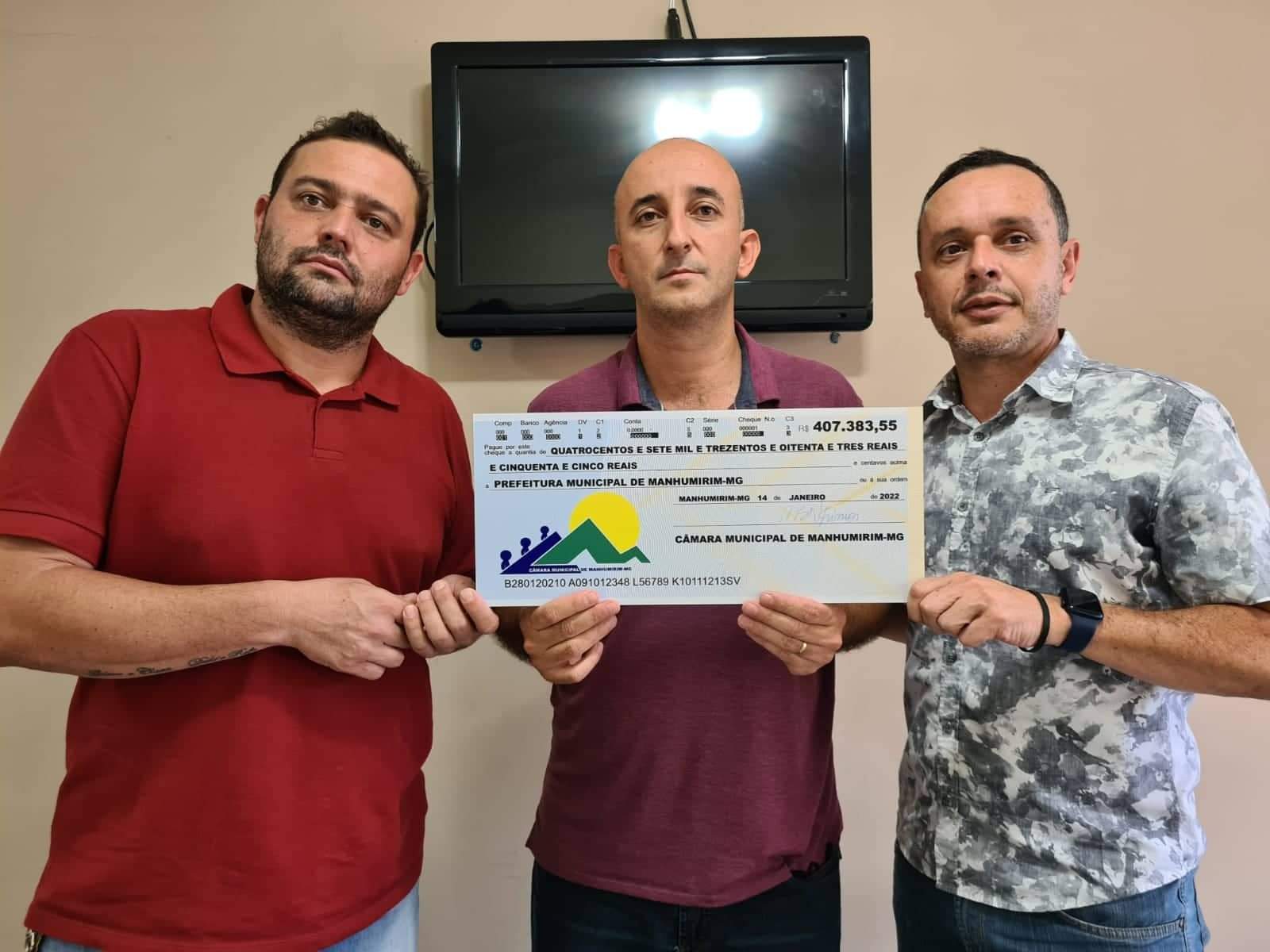 Câmara depositou para o Município mais de 407 mil reais