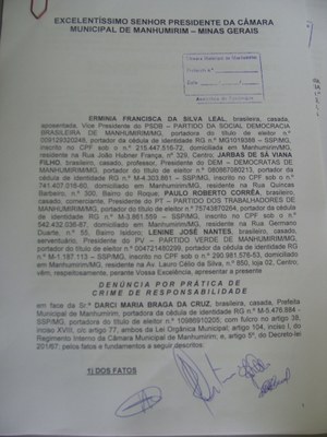 Protocolo da denúncia.
