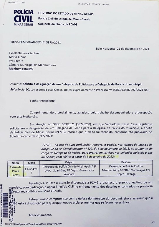 Oficio Policia Civil 29 dez 2021 1 Oficio Policia Civil 29 dez 2021 1
