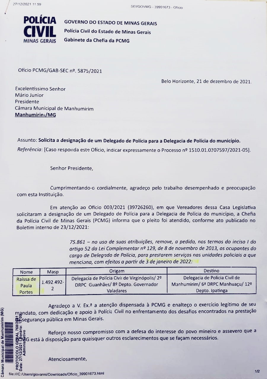 Oficio Policia Civil 29 dez 2021 1